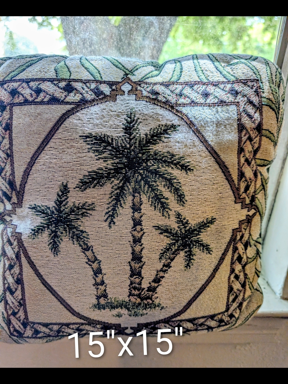Tropical Island Palm Tree Tapestry Embroidery Throw Pillow Palm Regency Pier One